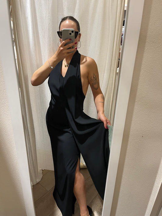 Abito lungo elegante in tinta unita