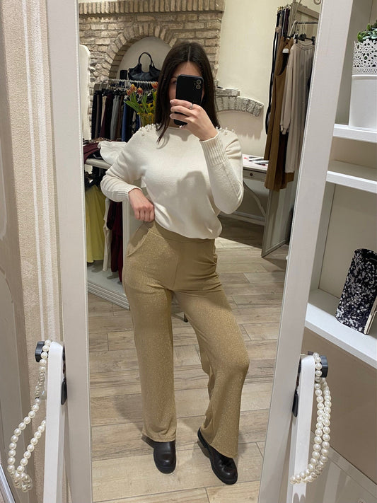 Pantalone in lurex oro