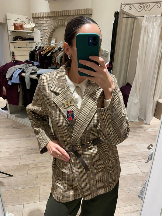 Blazer scozzese beige collision