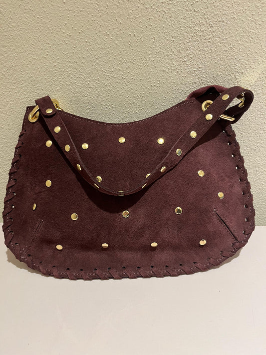 Borsa in camoscio con borchie tonde