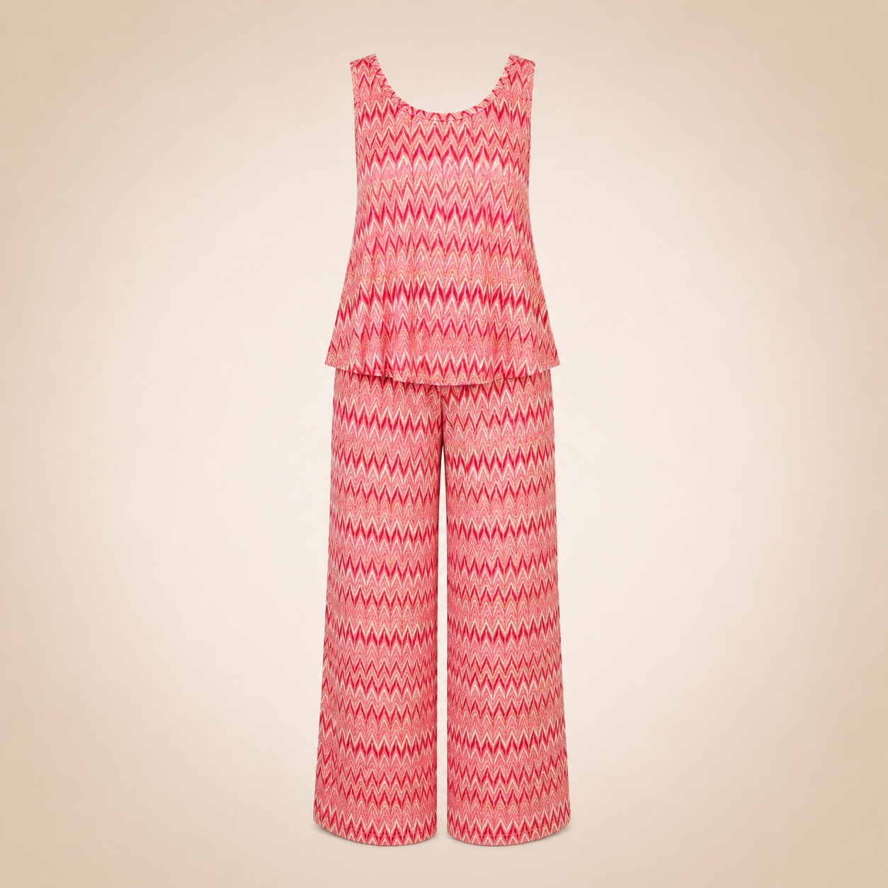 Pantalone Palazzo Fantasia Zig Zag Pink