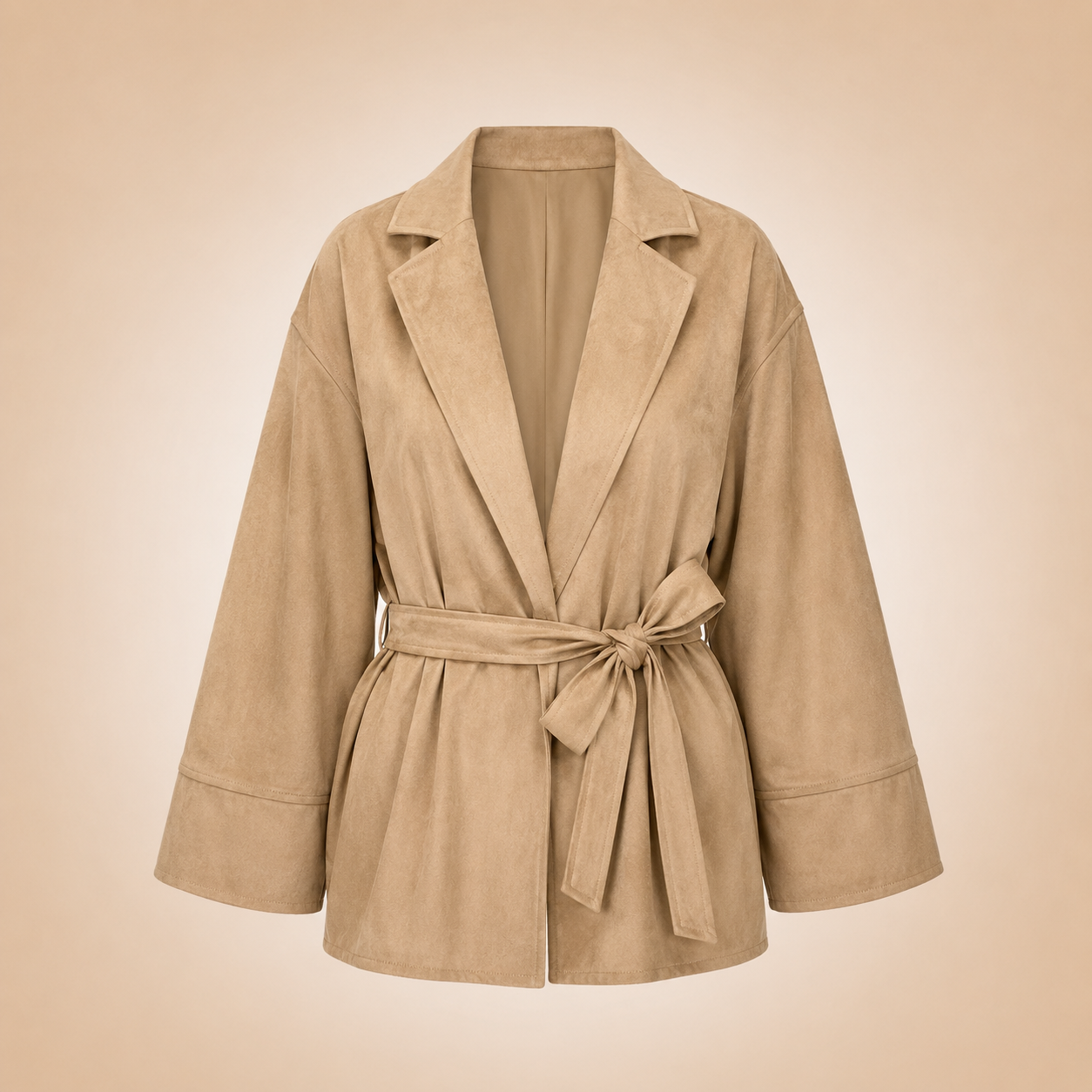 Giacca beige scamosciata
