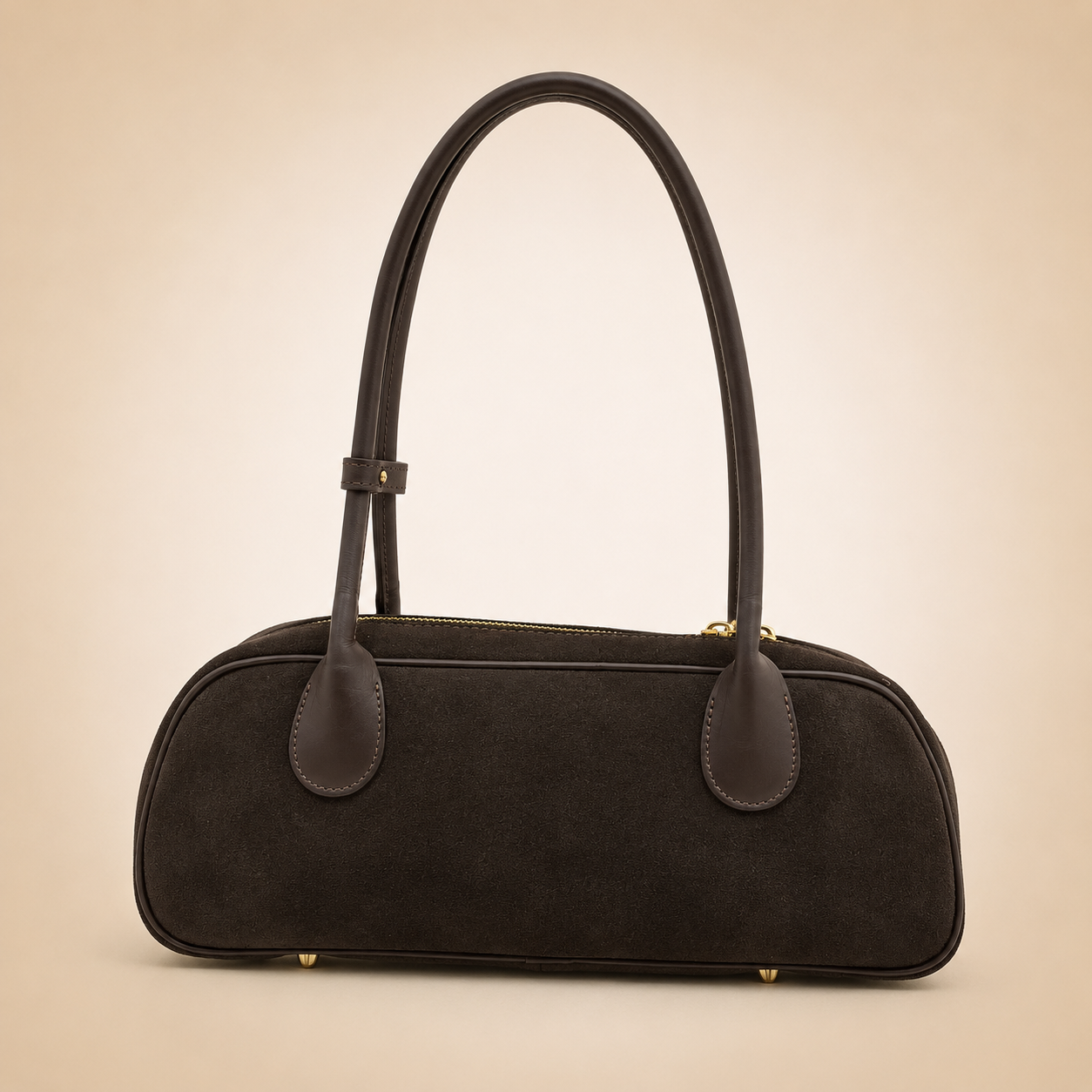 Borsa baguette a spalla marrone scamosciata