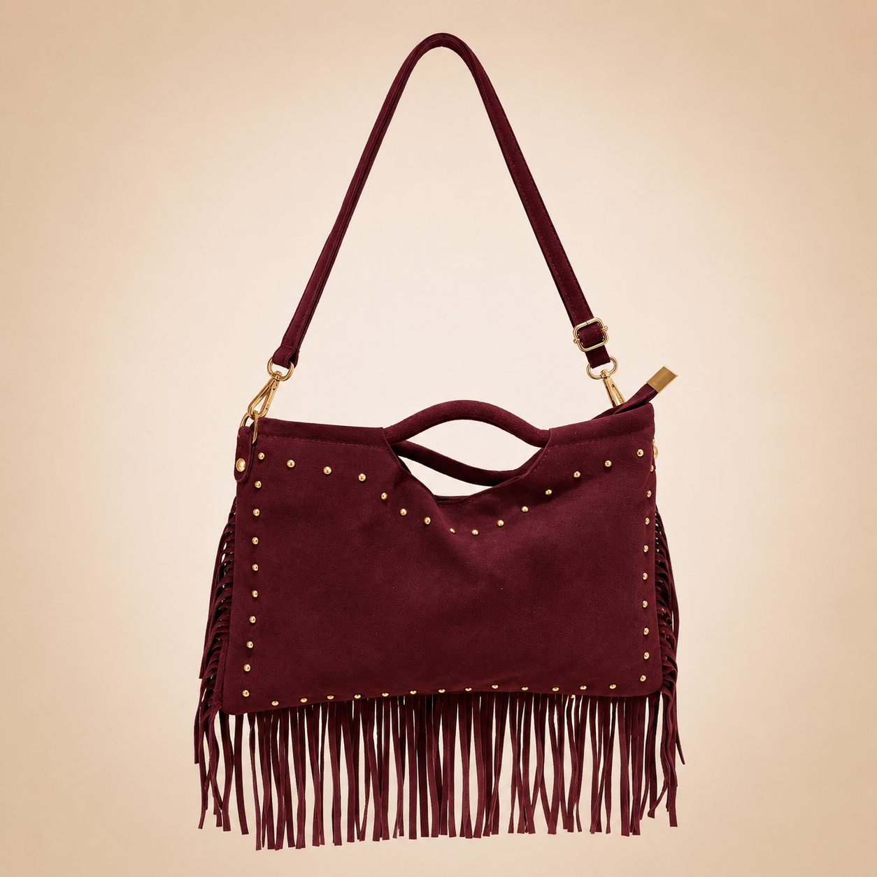 Borsa bordeaux con frange