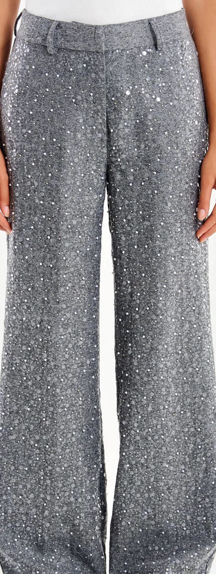 Pantalone di Vicolo argento con paillettes