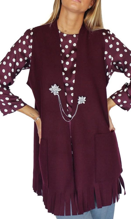 Gilet in panno con frange
