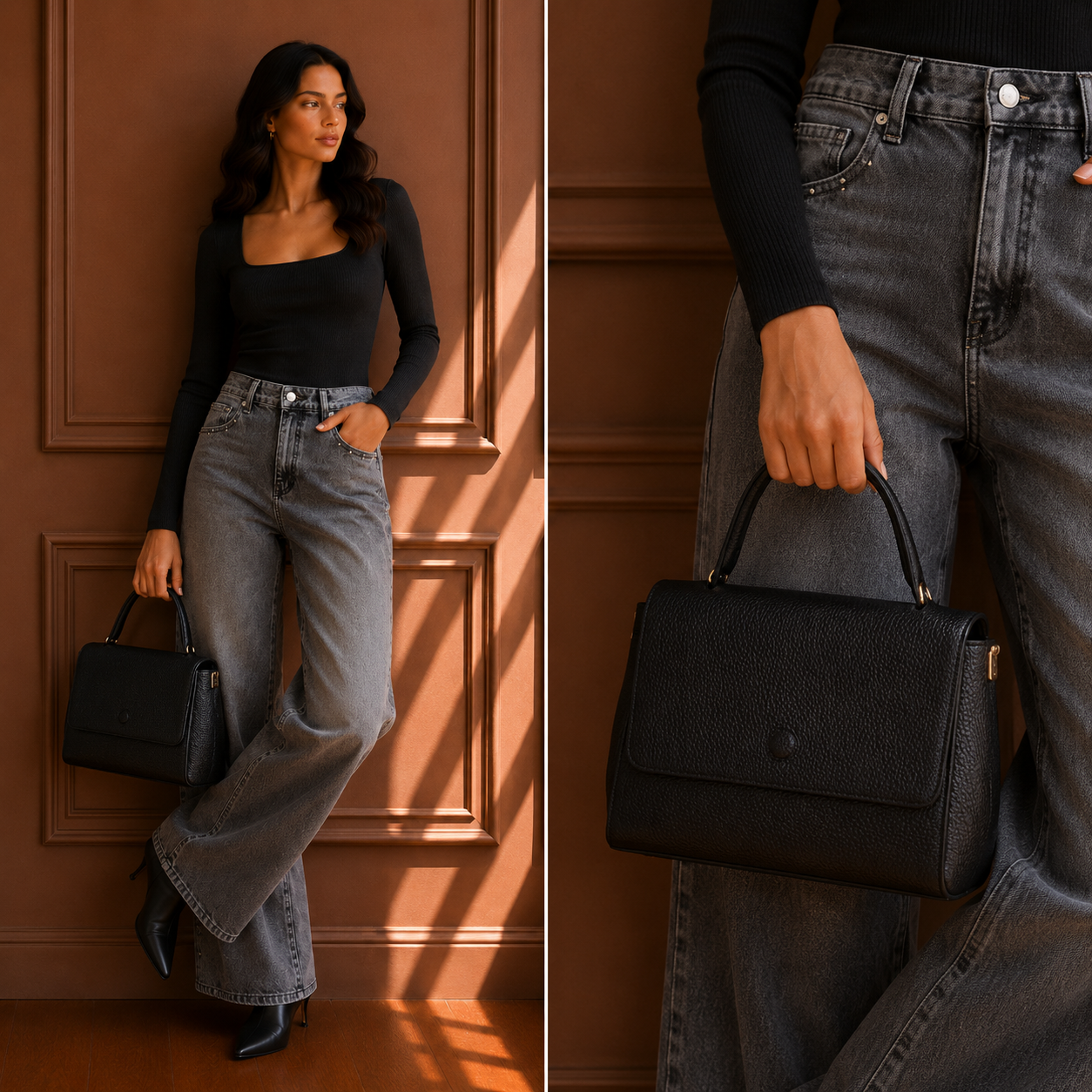 Borsa a Mano in Pelle con Tracolla