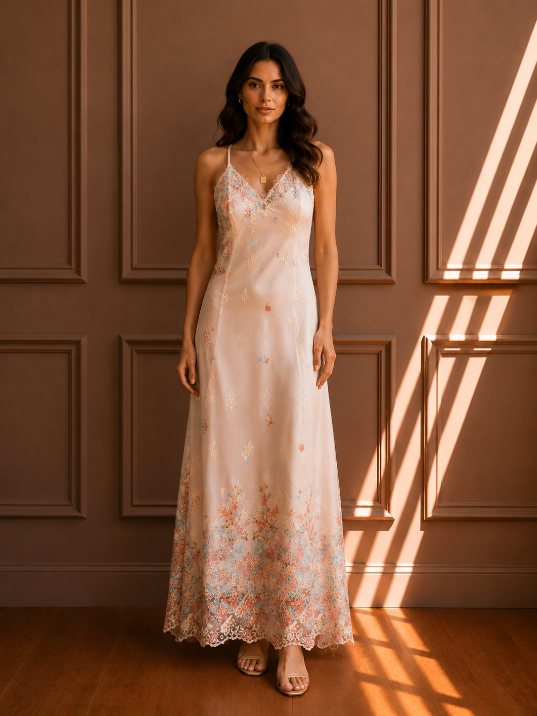 Abito Lungo Satin Lace